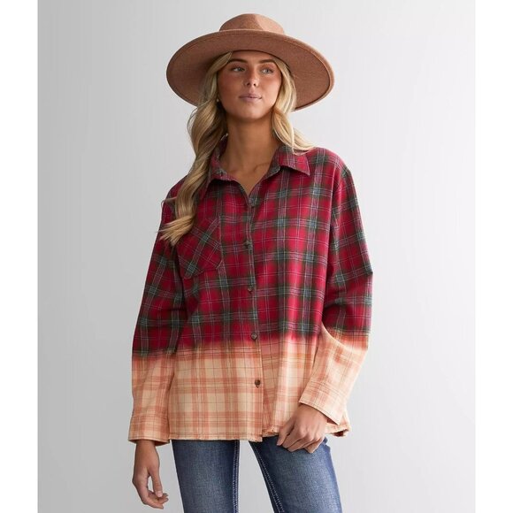 La La Land San Jacinto Flannel Shirt Size Small Plaid Button Front Ombre Western - Picture 8 of 9